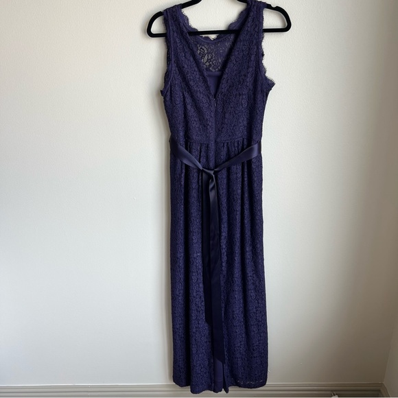 Adrianna Papell Purple Sleeveless Lace Illusion Column Gown, Size 12 - Picture 7 of 8